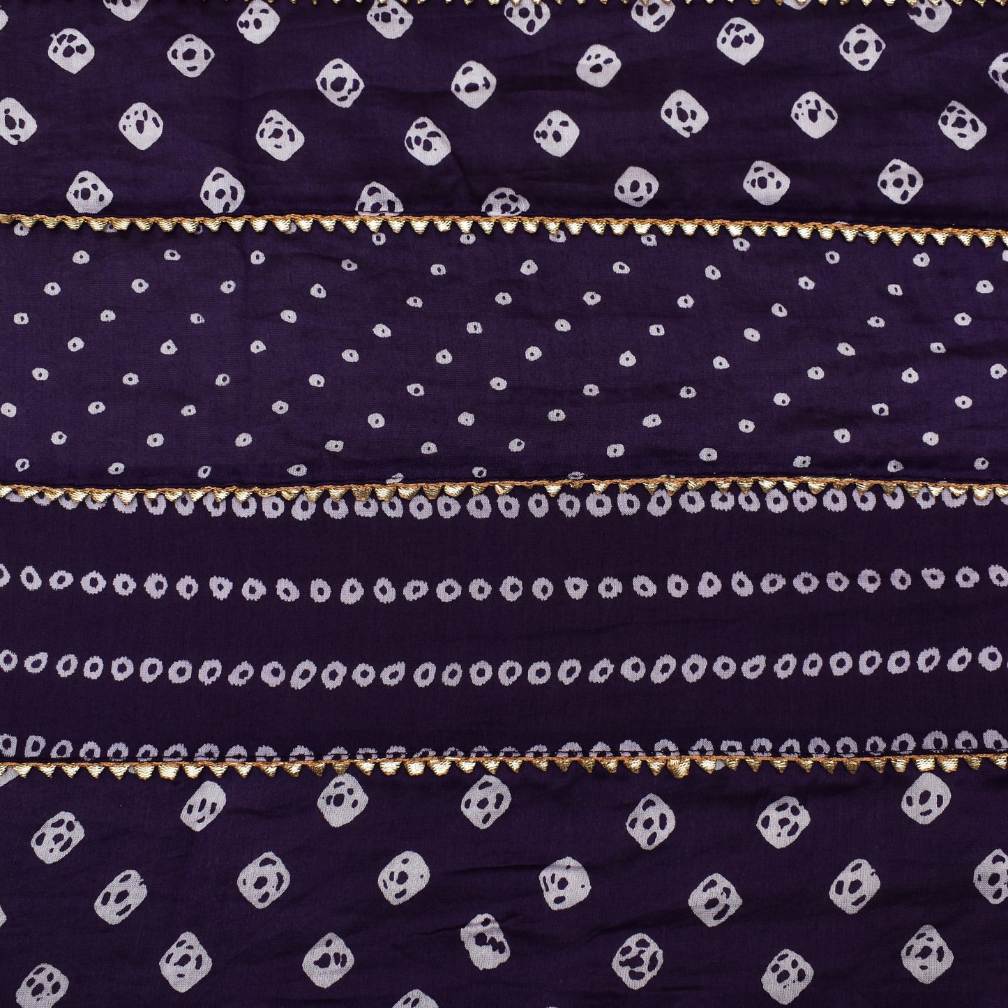 Dark Purple Color Chanderi Print Fabric