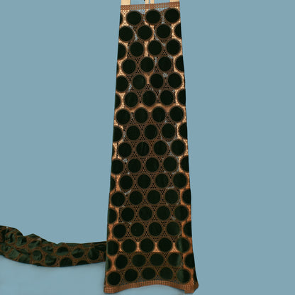 Dark Green Color Velvet Cut Work Fabric