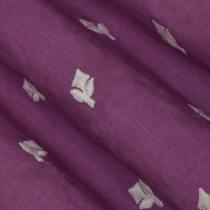 Purple Color Cotton Booti Fabric