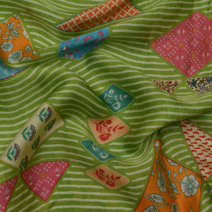 Multi Color Modal Satin Print Fabric