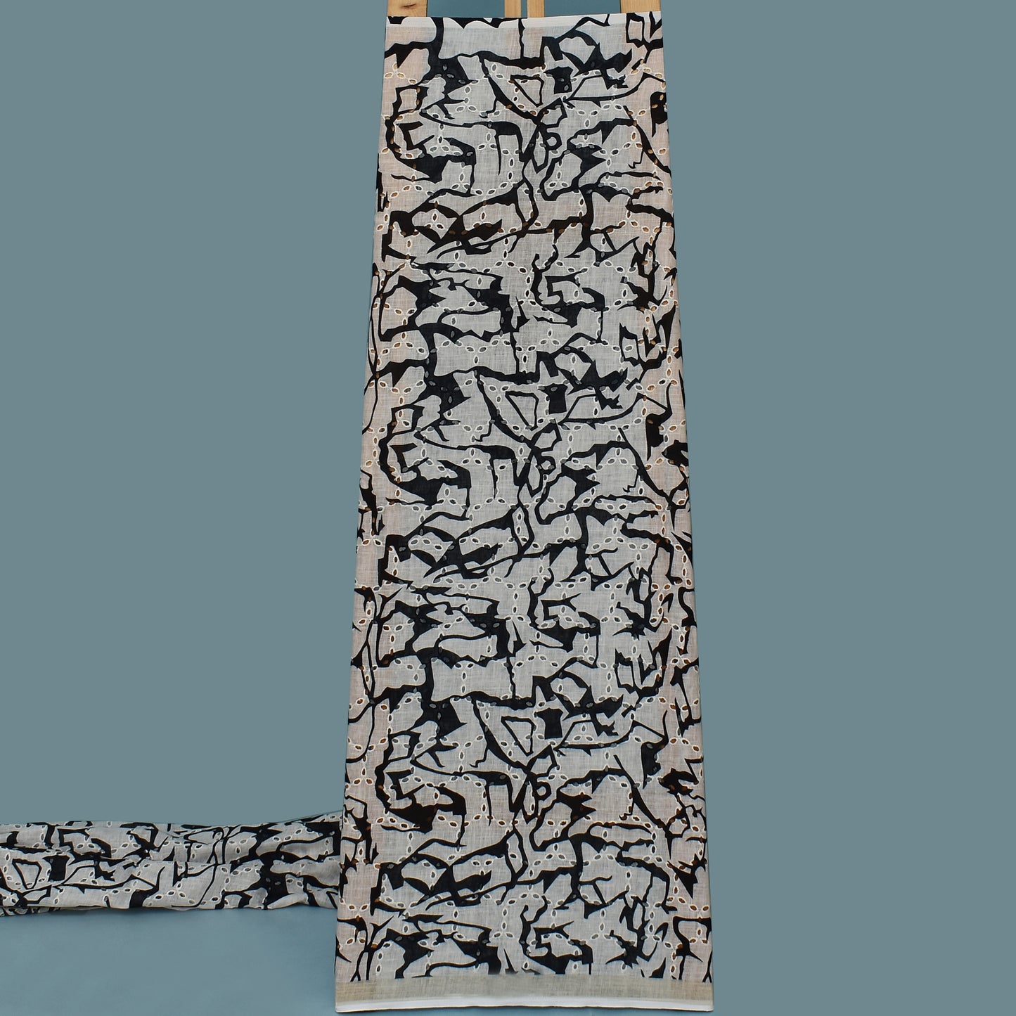 Multi Color Linen Print Cutwork Fabric