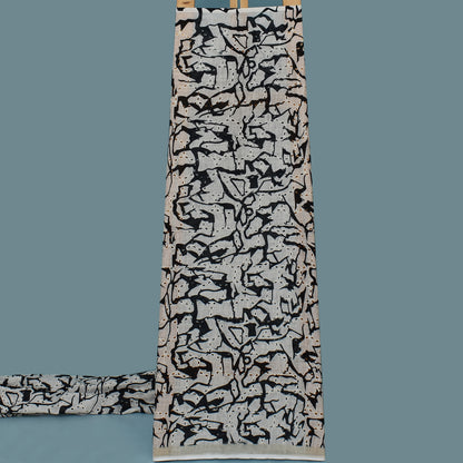 Multi Color Linen Print Cutwork Fabric