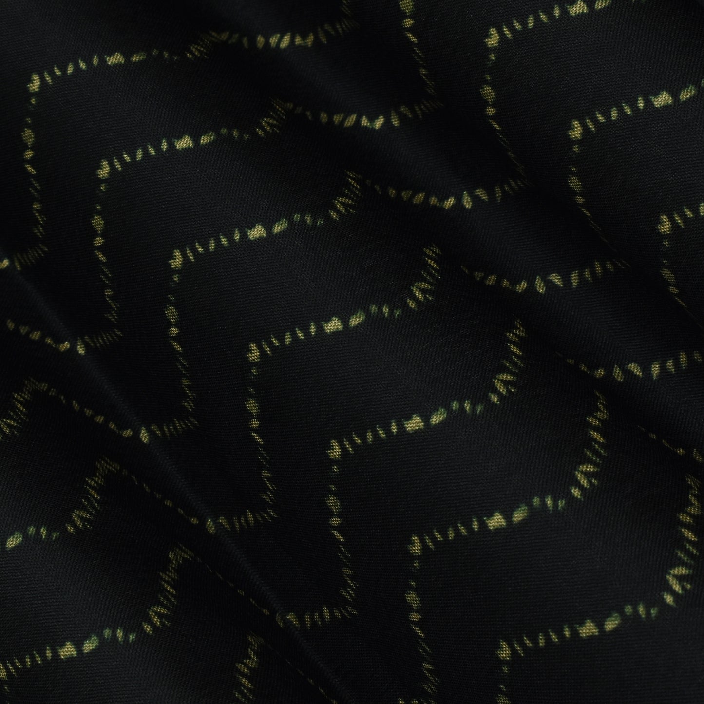 Black Color Slub Tussar Print Fabric