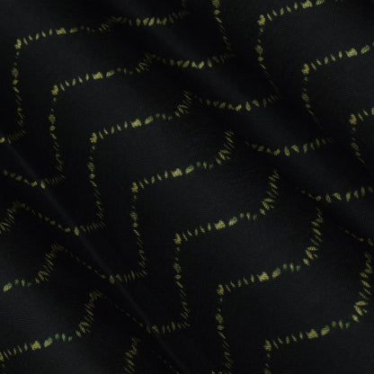 Black Color Slub Tussar Print Fabric