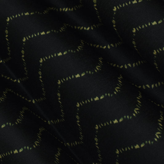 Black Color Slub Tussar Print Fabric