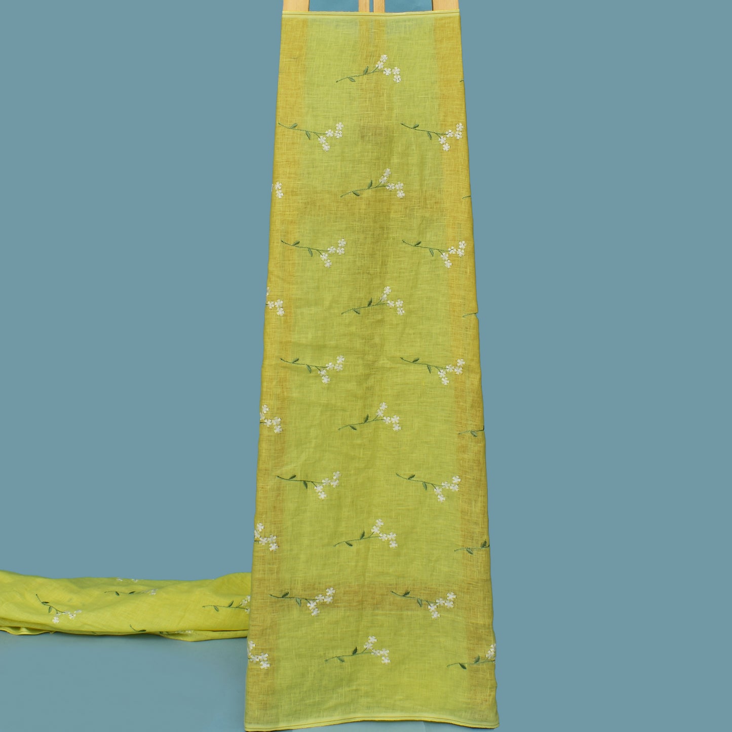 Lemon Color Linen Embroidery Fabric