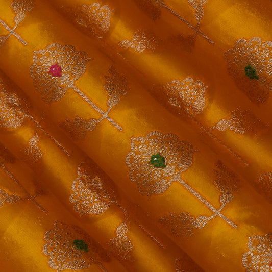 Mustard Color Katan Meena Brocade Fabric