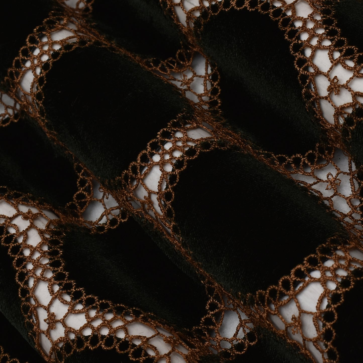 Dark Green Color Velvet Cut Work Fabric