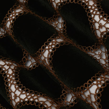 Dark Green Color Velvet Cut Work Fabric