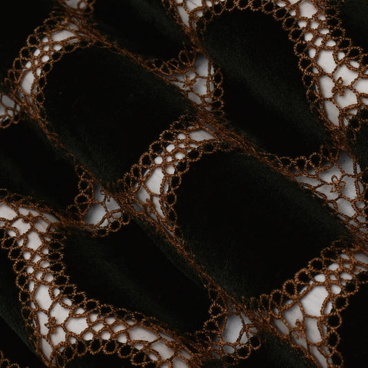 Dark Green Color Velvet Cut Work Fabric