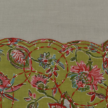 Off White Color Kora Cotton Plazo Fabric