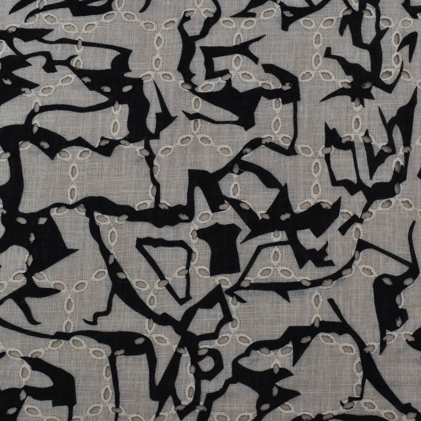 Multi Color Linen Print Cutwork Fabric