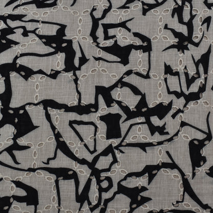 Multi Color Linen Print Cutwork Fabric