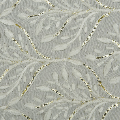 White Color Slub Silk Embroidery Fabric