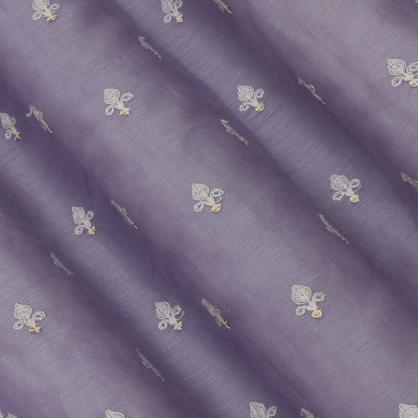 Lavender Color Chanderi Booti Embroidery Fabric