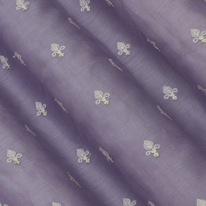 Lavender Color Chanderi Booti Embroidery Fabric