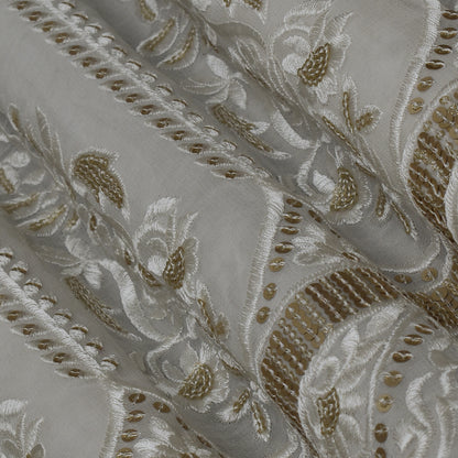 White Color Georgette Embroidery Fabric