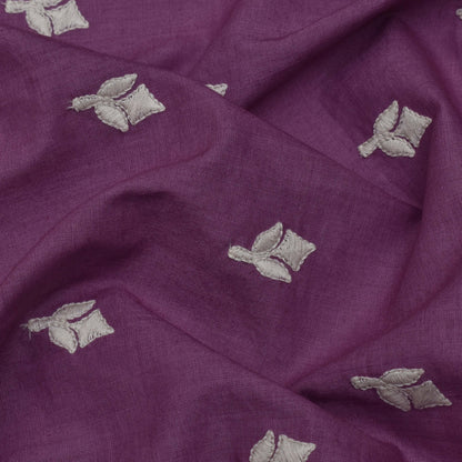 Purple Color Cotton Booti Fabric