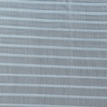 Sky Blue Color Chanderi Stripe Embroidery Fabric