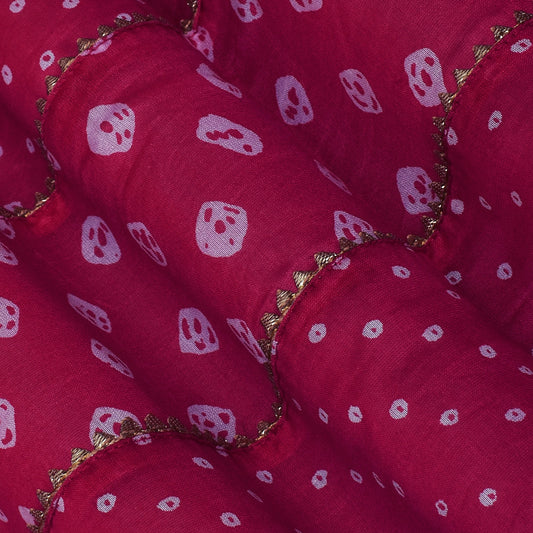 Raspberry Pink Color Chanderi Print Fabric