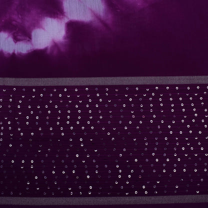 Multi Color Chanderi Tie & Die Border Embroidery Fabric