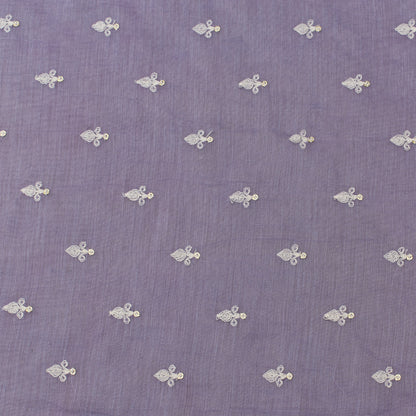 Lavender Color Chanderi Booti Embroidery Fabric