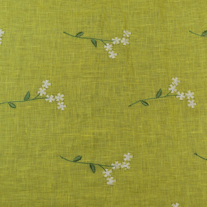 Lemon Color Linen Embroidery Fabric