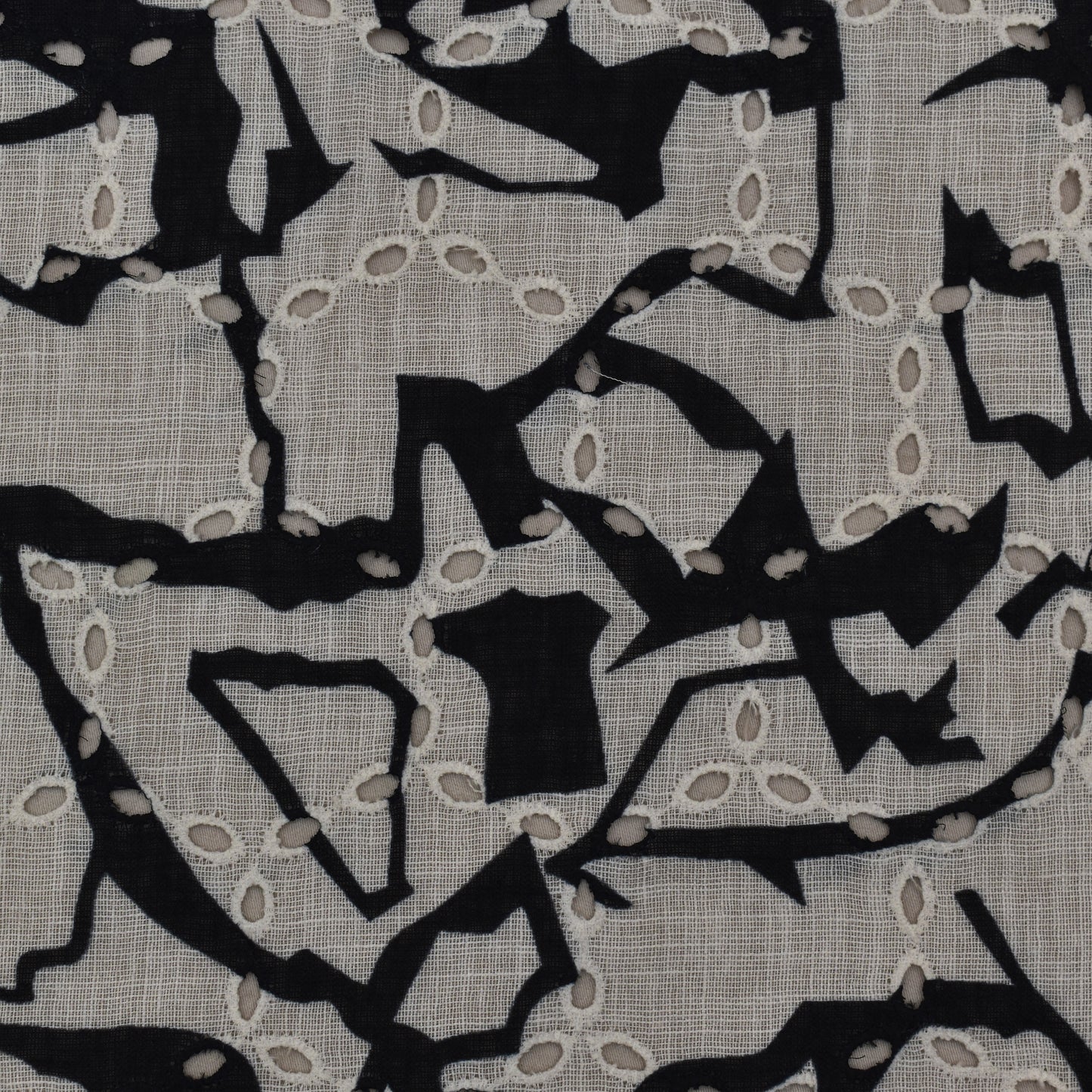 Multi Color Linen Print Cutwork Fabric