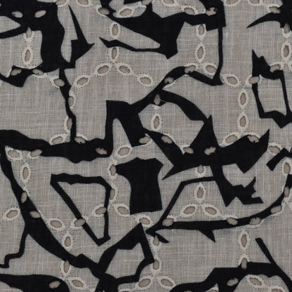 Multi Color Linen Print Cutwork Fabric