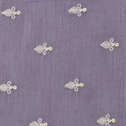Lavender Color Chanderi Booti Embroidery Fabric