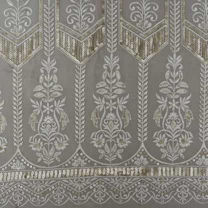 White Color Georgette Embroidery Fabric