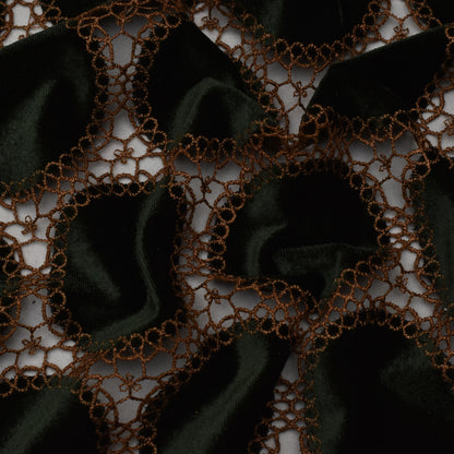 Dark Green Color Velvet Cut Work Fabric