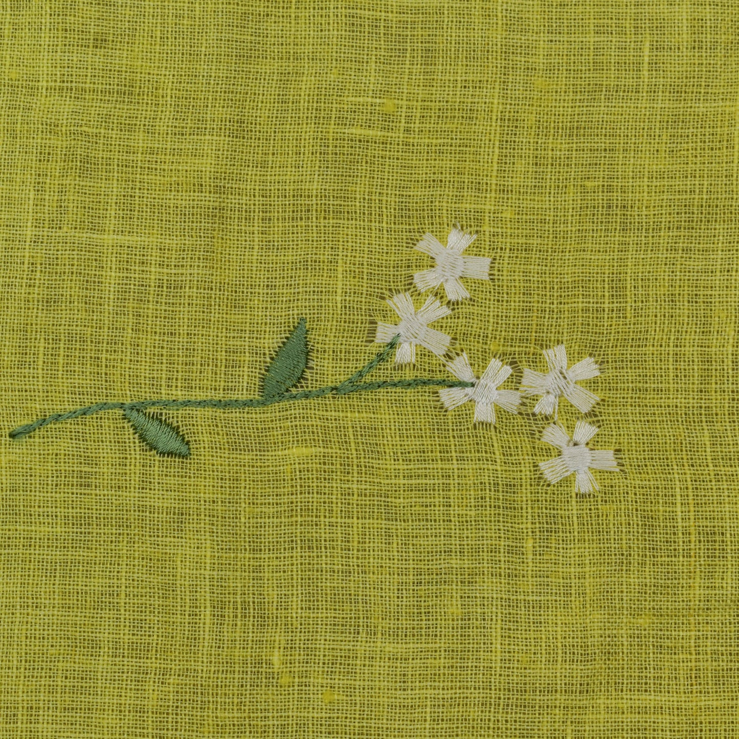 Lemon Color Linen Embroidery Fabric