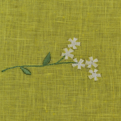 Lemon Color Linen Embroidery Fabric