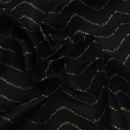 Black Color Slub Tussar Print Fabric