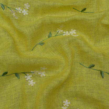 Lemon Color Linen Embroidery Fabric