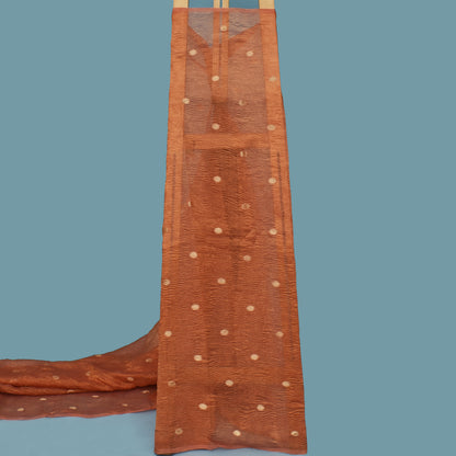 Peach Color Crush Tissue Booti Fabric