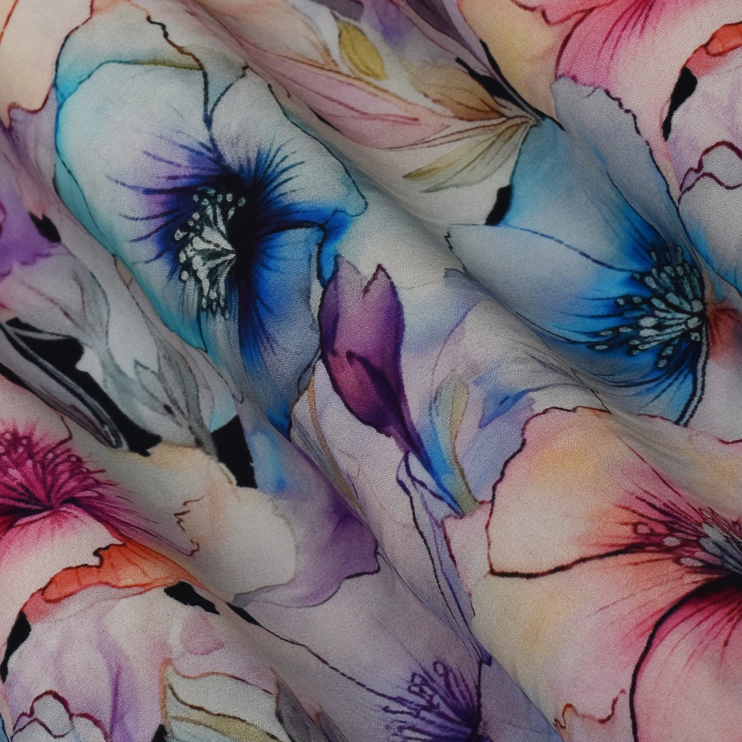 Multi Color Crepe Print Fabric