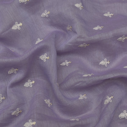 Lavender Color Chanderi Booti Embroidery Fabric