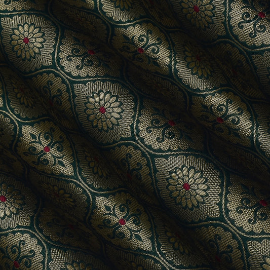 Green Color Katan Meena Brocade Fabric