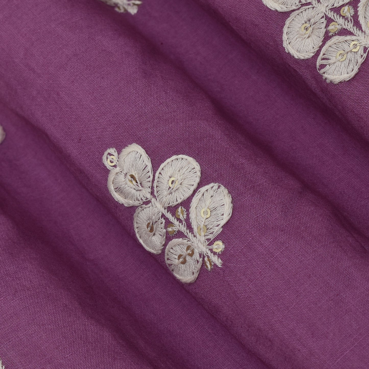 Purple Color Cotton Booti Fabric