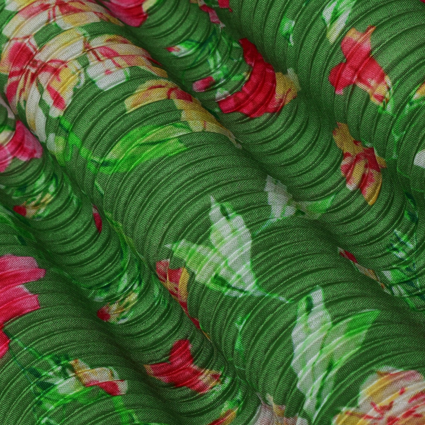 Multi Colored Crush Satin Print Fabric