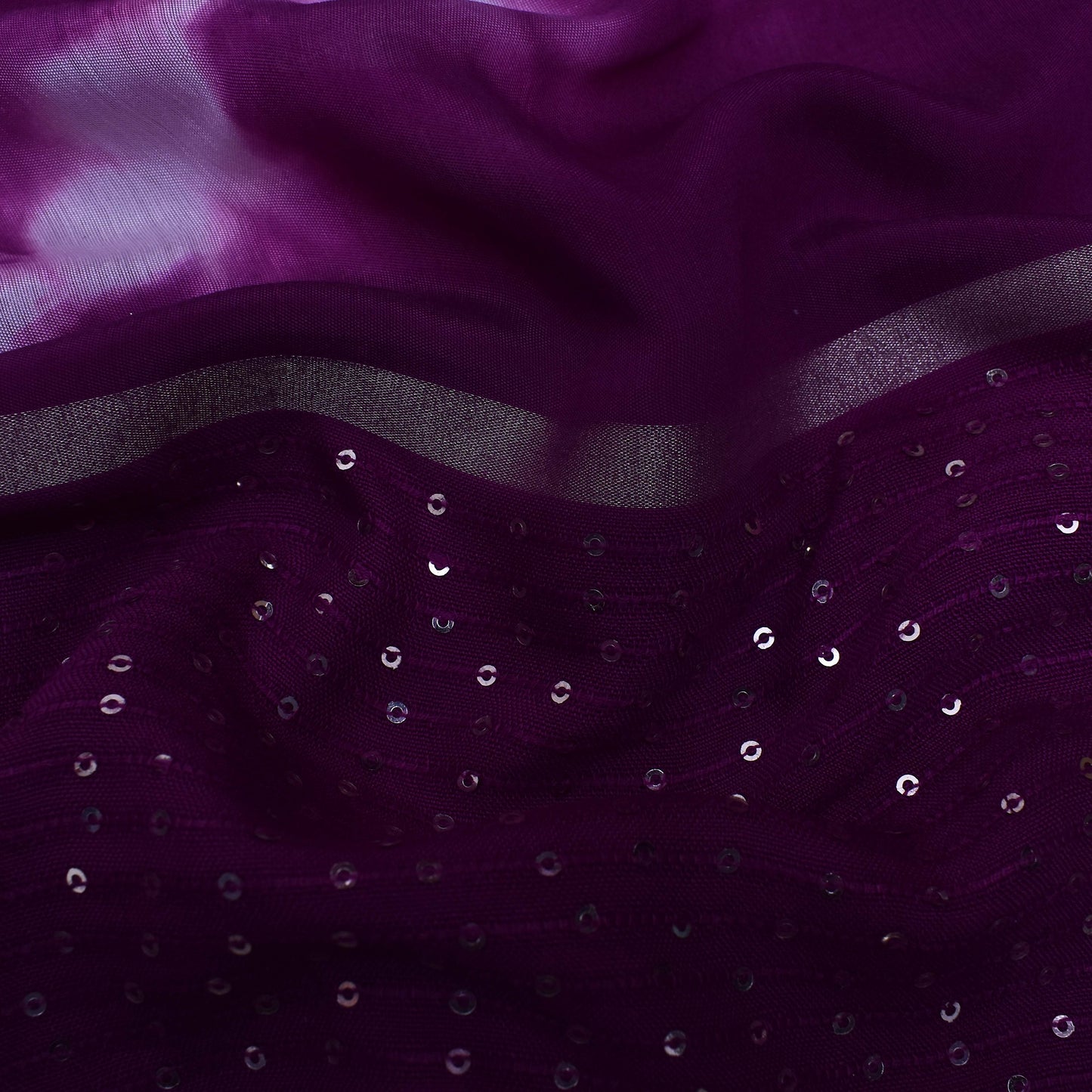 Multi Color Chanderi Tie & Die Border Embroidery Fabric