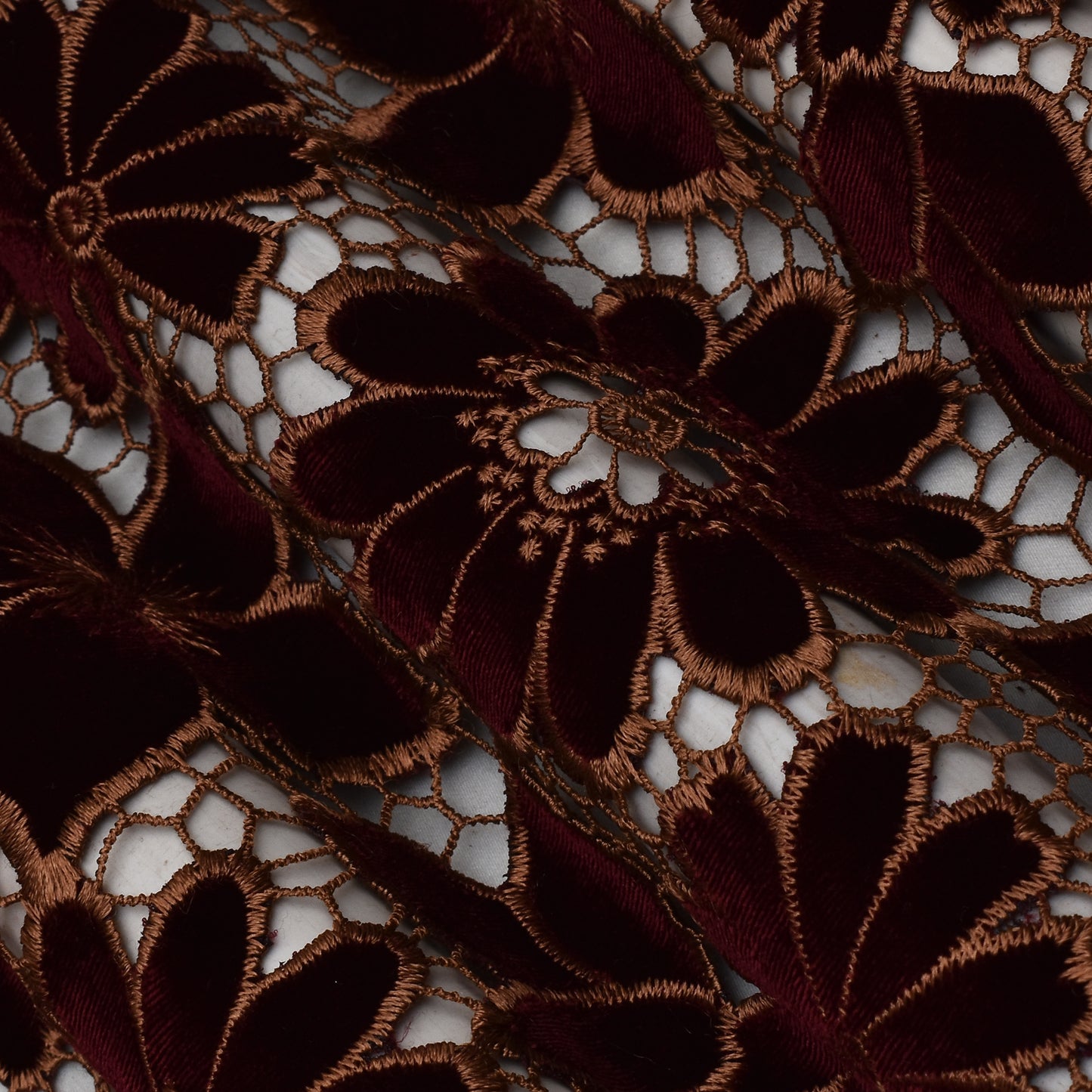 Maroon Color Velvet Cut Work Fabric