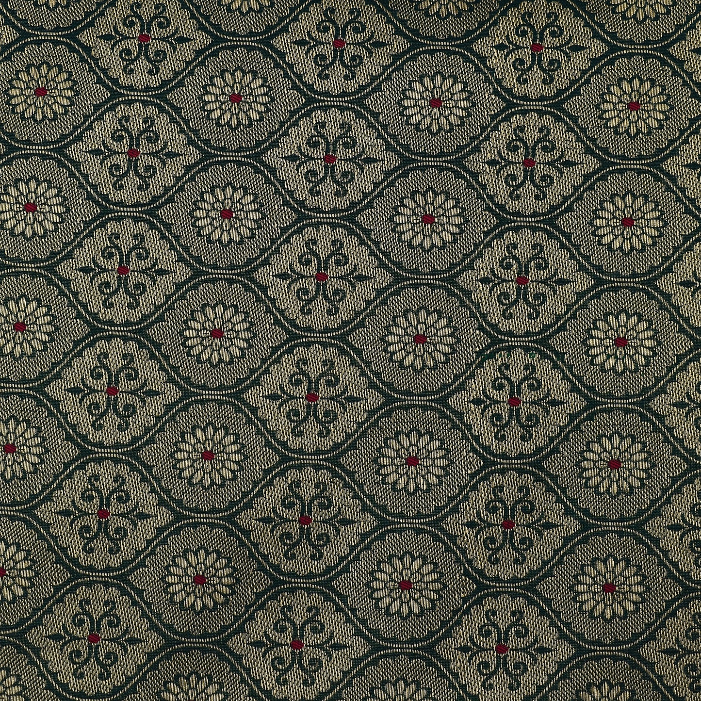 Green Color Katan Meena Brocade Fabric