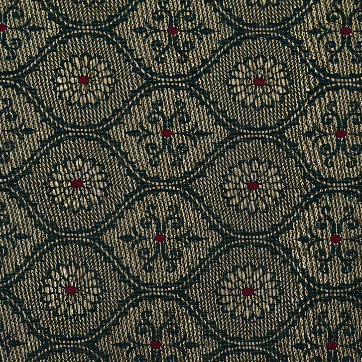 Green Color Katan Meena Brocade Fabric