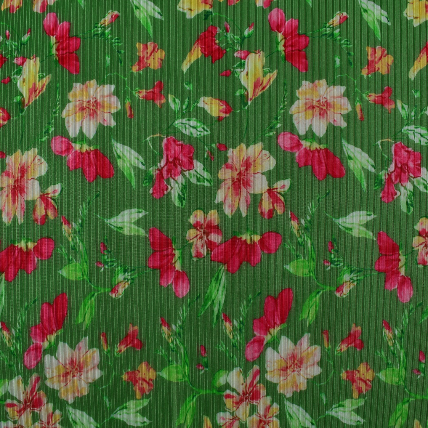 Multi Colored Crush Satin Print Fabric