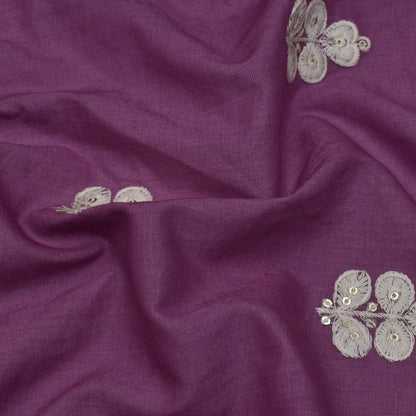 Purple Color Cotton Booti Fabric