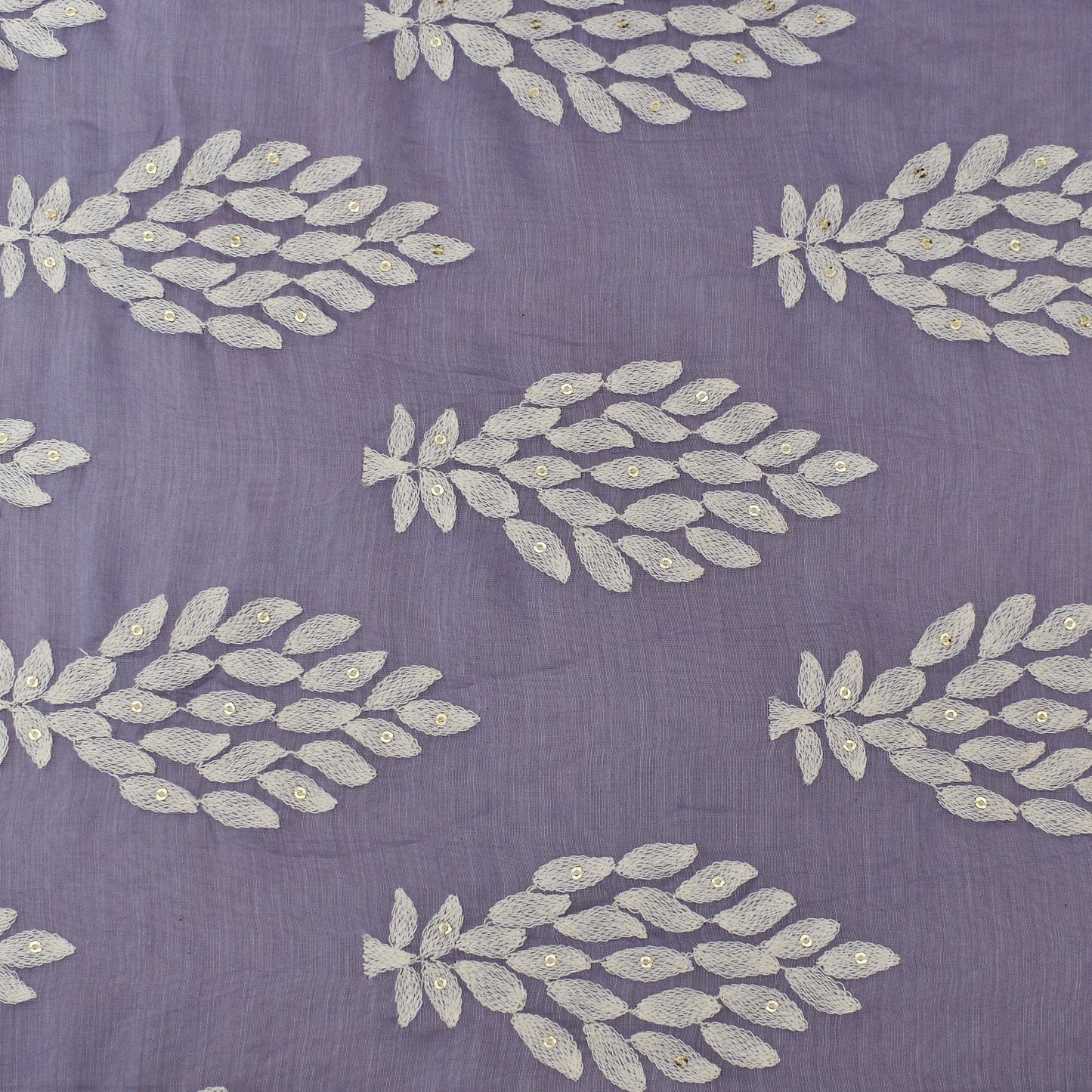 Lavender Color Chanderi Silk Embroidery Fabric