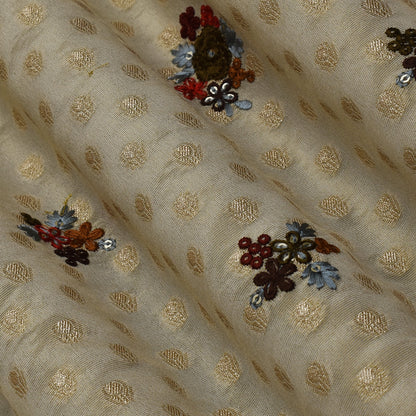 Beige Color Tissue Booti Fabric